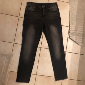 Black denim straight jeans